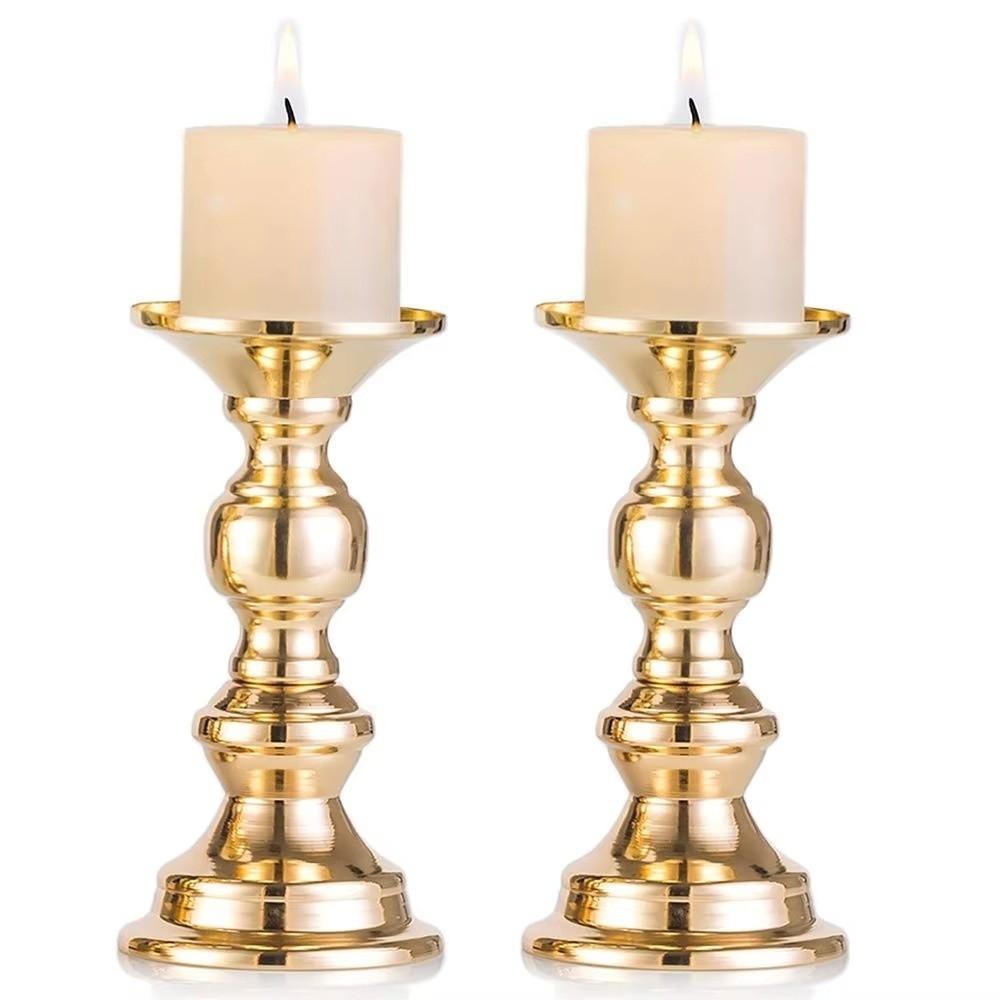 1/2Pcs Pillar Tabletop Candle Holders Metal Wedding Centerpieces Decoration Candlestick Holder Vintage Elegant