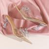 Fashionable Open-toe Temperament Butterfly Rhinestone Slippers for Women In Summer New Pointed Toe Open-toe Banquet Single Shoes