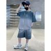 2023 Kids' Summer Sportswear: Boys' Korean Style Short-Sleeved Top & Wide-Leg Shorts Set