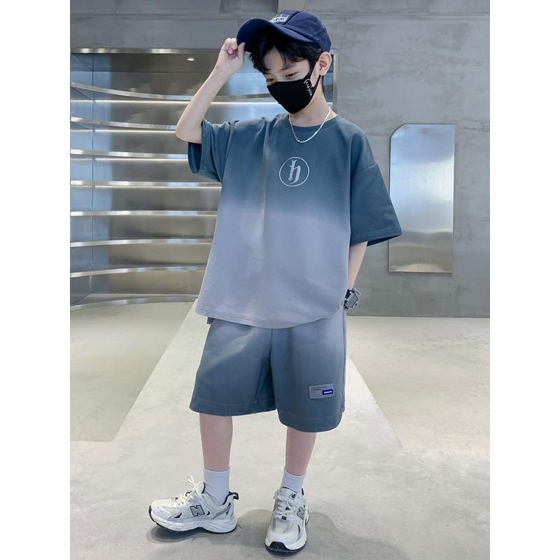 2023 Kids' Summer Sportswear: Boys' Korean Style Short-Sleeved Top & Wide-Leg Shorts Set