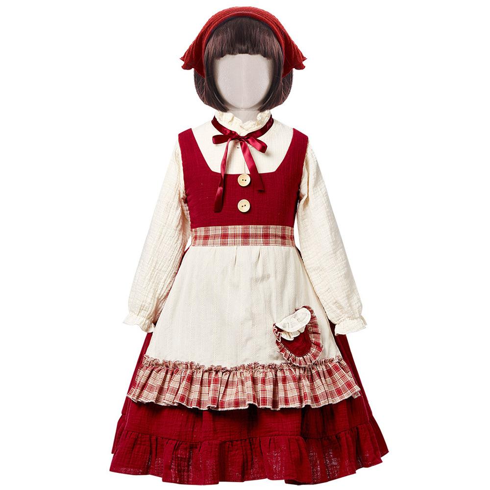 Copii Fete Crăciun Micul Vânzător de Chibrituri Colonii Pastorale Lolita Rochie de Servitoare Set Șorț Copii Anul Nou Halloween Costume Cosplay Ținută Joc de Rol