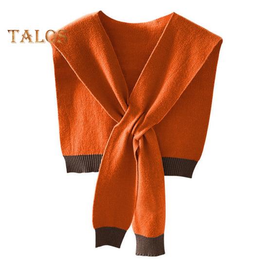 Women Knitting Shawl Patchwork Color Soft Knotted Design Versatile Soft Texture Shawl Winter Warm Scarf