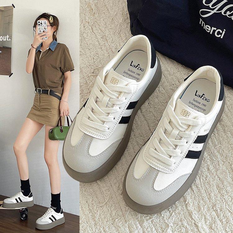 Spring and Autumn Thick Soled De Training White Shoes Women's Shoes Fall Hundred Sports Board Shoes