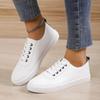 Off White Shoes Sneakers Women Lace-up Shallow White Leather Shoes Versatile Soft Sole Running Walking Zapatos Student Campus