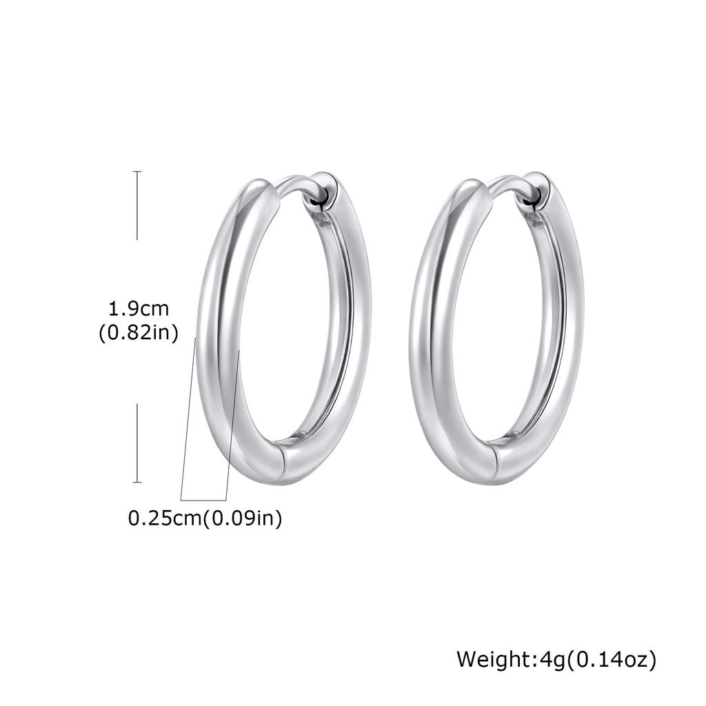 Wind stainless steel geometric large plain ring earrings plated with 18k gold simple earrings women's multi-specification 2mm, 4mm