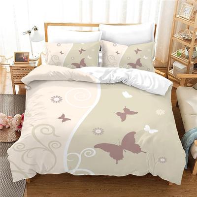 Set Copripiumino Principessa Coperture per Letto Misura Matrimoniale Stampa Reattiva Moda Ragazza Bella Farfalla Cartone Animato Set Biancheria da Letto Rosa