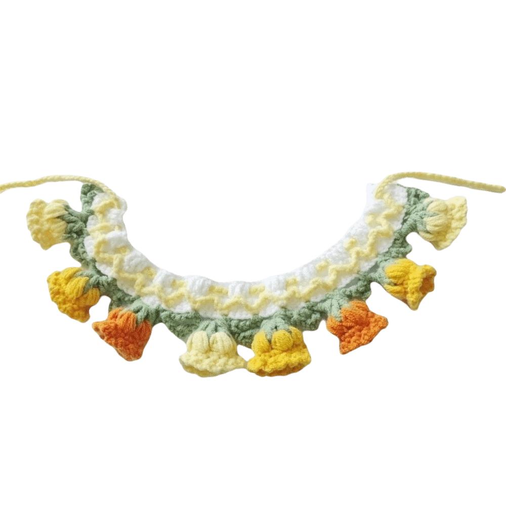 

Orchid Bell Flower Crochet Pet Collar Patchwork Pet Drool Scarf Photo Accessories S оранжевый