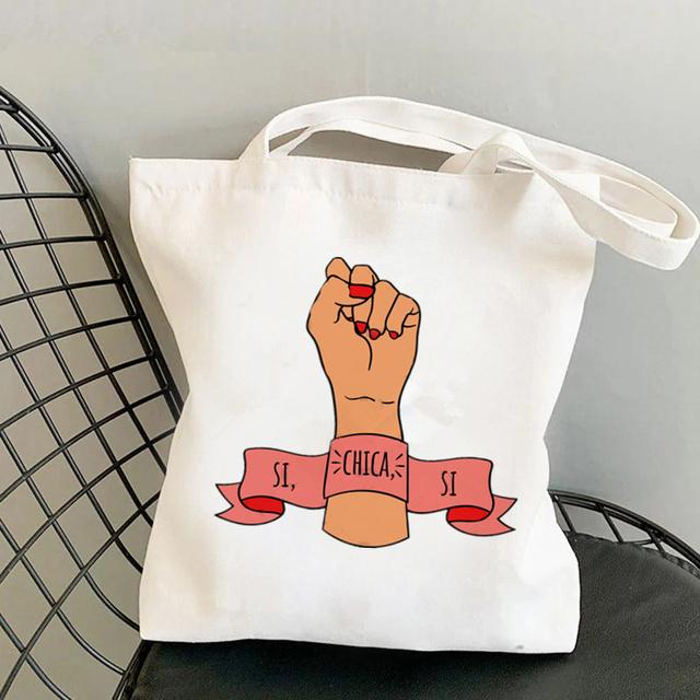 Shopper Girl Power with Butterflies Bag Harajuku Women Shopping Bag Canvas Shopper Bag Girl Handbag Tote Bag Shoulder Lady Bag