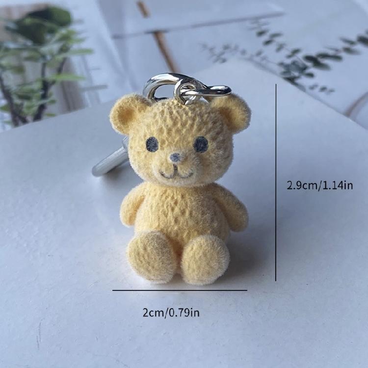 Portachiavi Ciondolo Orso in Resina Stiloso Portachiavi Ciondolo Orso Floccato alla Moda Accessorio Per Coppie e Regalo