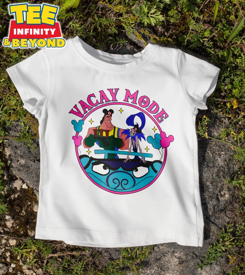 Retro Disney Villains Yzma and Kronk Mickey Balloon Vacay Mode T-shirt, The Emperor s New Groove Tee, Disneyland Family Holiday 2024 Trip 100