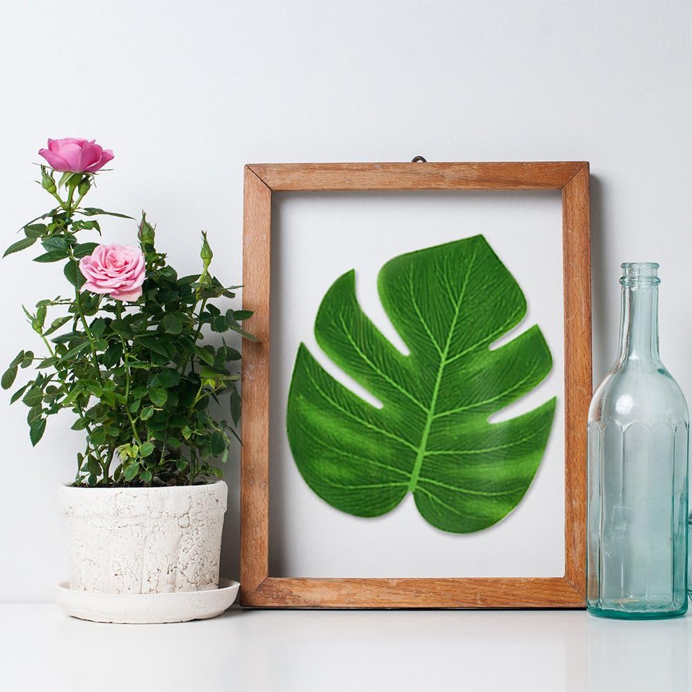 24pcs Artificial Tropical Palm Leaf Jungle Beach Theme Party Flower Accessories Cup Mat Wedding Birthday Party Home Table Decor