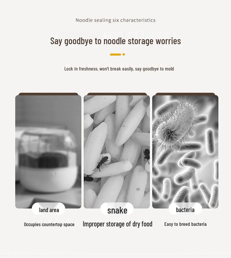 Scatola Quadrata Ermetica in Plastica per Conservare Noodles con Coperchio per Cucina e Frigo