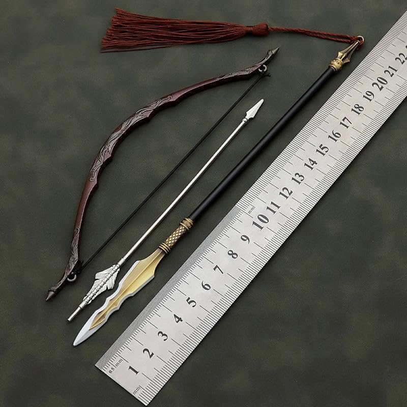 [Nekogamiyama] Suikoden Warlord Heldenwaffe Hanaei Speer 22cm Lang & Pfeil und Bogen 18cm Lang / Miniaturfigur Sammlerdeko