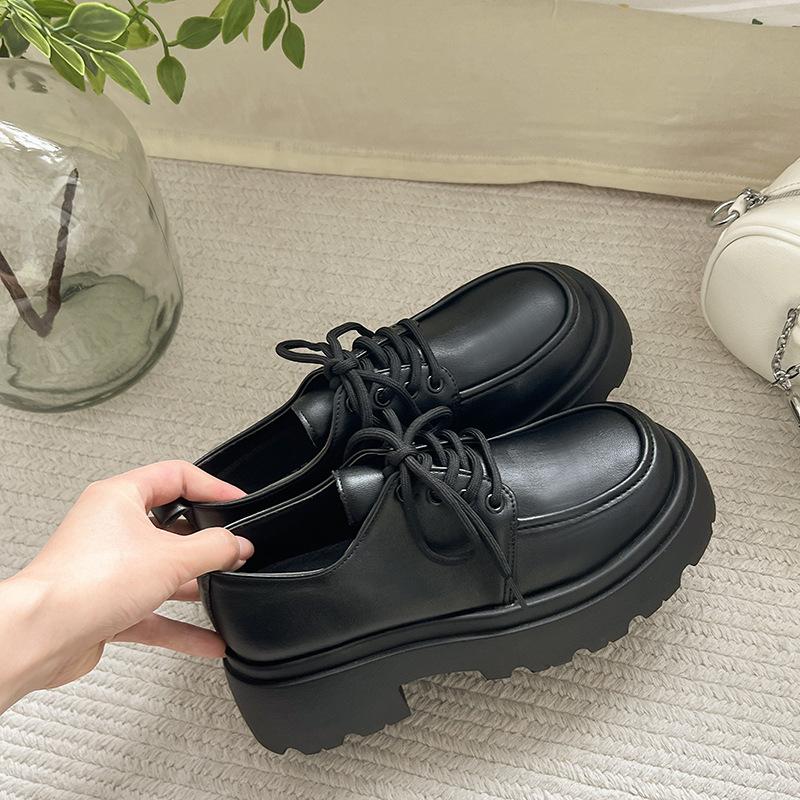 British style platform small leather shoes women's 2025 new spring and autumn versatile black jk single shoes muffin loafers ins tide