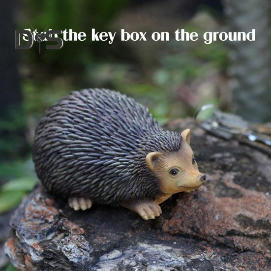 Animal Key Box Outdoor Animal Statue Key Hider Squirrel Hedgehog Frog Hidden Key Holder for Garden Front Porch Decor