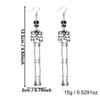 Trendy Creative Halloween Skull Long Drop Earrings for Women Gothic Metal Skull Head Dangle Earrings Statement Holiday Jewelry