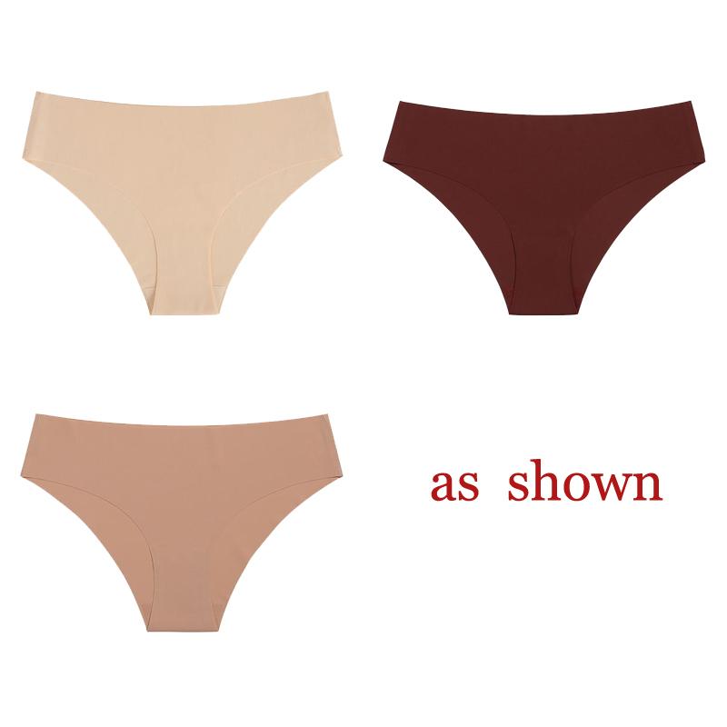 TERMEZY 3Pcs/Lot Sexy No Trace Panties for Women Ice Silk Low Waist Underwear Sports Lingerie G-string Briefs Female Intimates