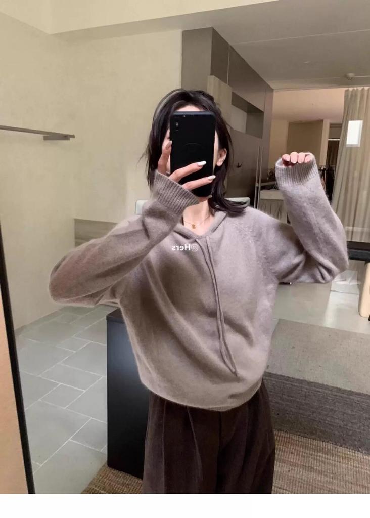 Women's 100% Wool Hooded Sweater - Soft, Fluffy, Casual, Loose Fit, Solid Color Pullover