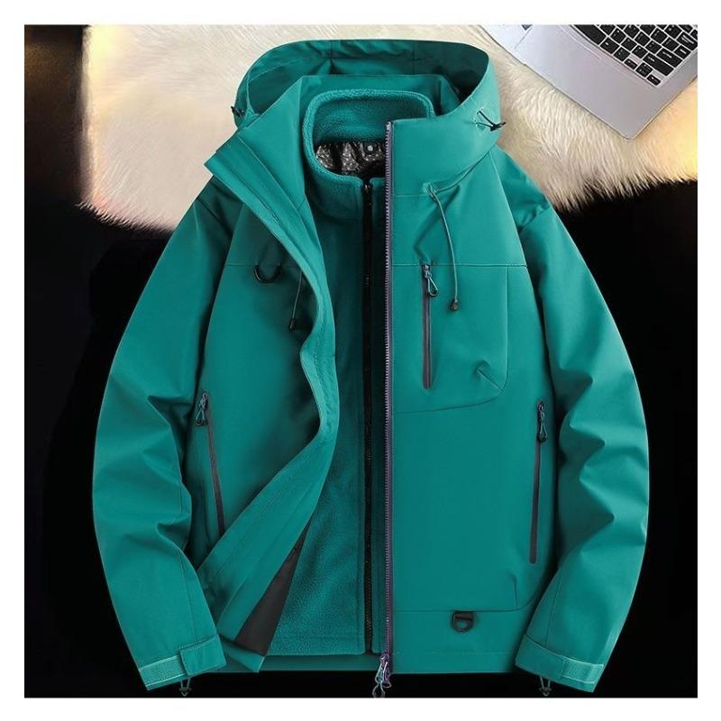 Detachable Hooded Raincoat Windproof Waterproof Jacket for Hiking Camping Outdoor Sports Men Women Three in One