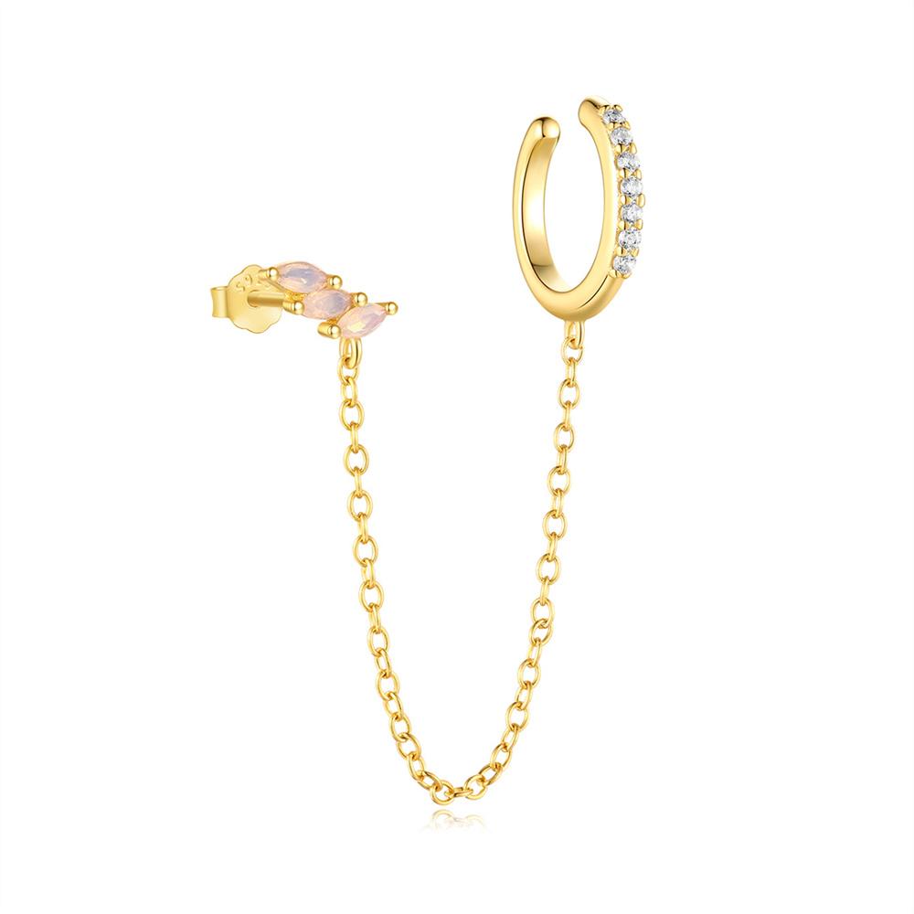 CANNER Pink Heart Shape Zircon Eight Pointed Star 925 Silver Stud Earring For Women Ins Tassel Flower Earring Gift