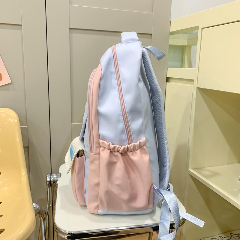 Sac à dos pour femmes Colorblock Sac d'école Grande capacité Sac à dos collège