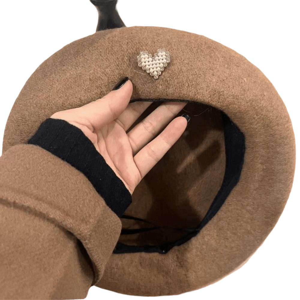 Retro Winter Wool Berets Hat Heart Shape Felt Berets Fashion French Artist Hat Lady