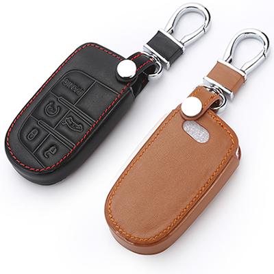 Leather Key Case Key Cover Keychain For Jeep Grand Cherokee Renegade Compass Dodge Charger Challenger Durango Auto Accessories