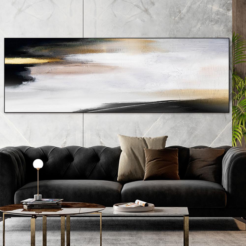 

Черно-белые картины маслом на холсте, настенные художественные постеры, печатные изображения для гостиной, домашний декор, без рамки, произведения искусства Куадрос 20*40cm