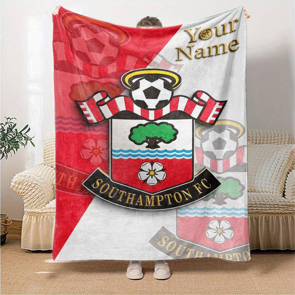 Name Custom Southampton Fc Print Flannel Blanket High Quality Warm Comfortable Cover for All Seasons Perfect for Gifts Home Decor