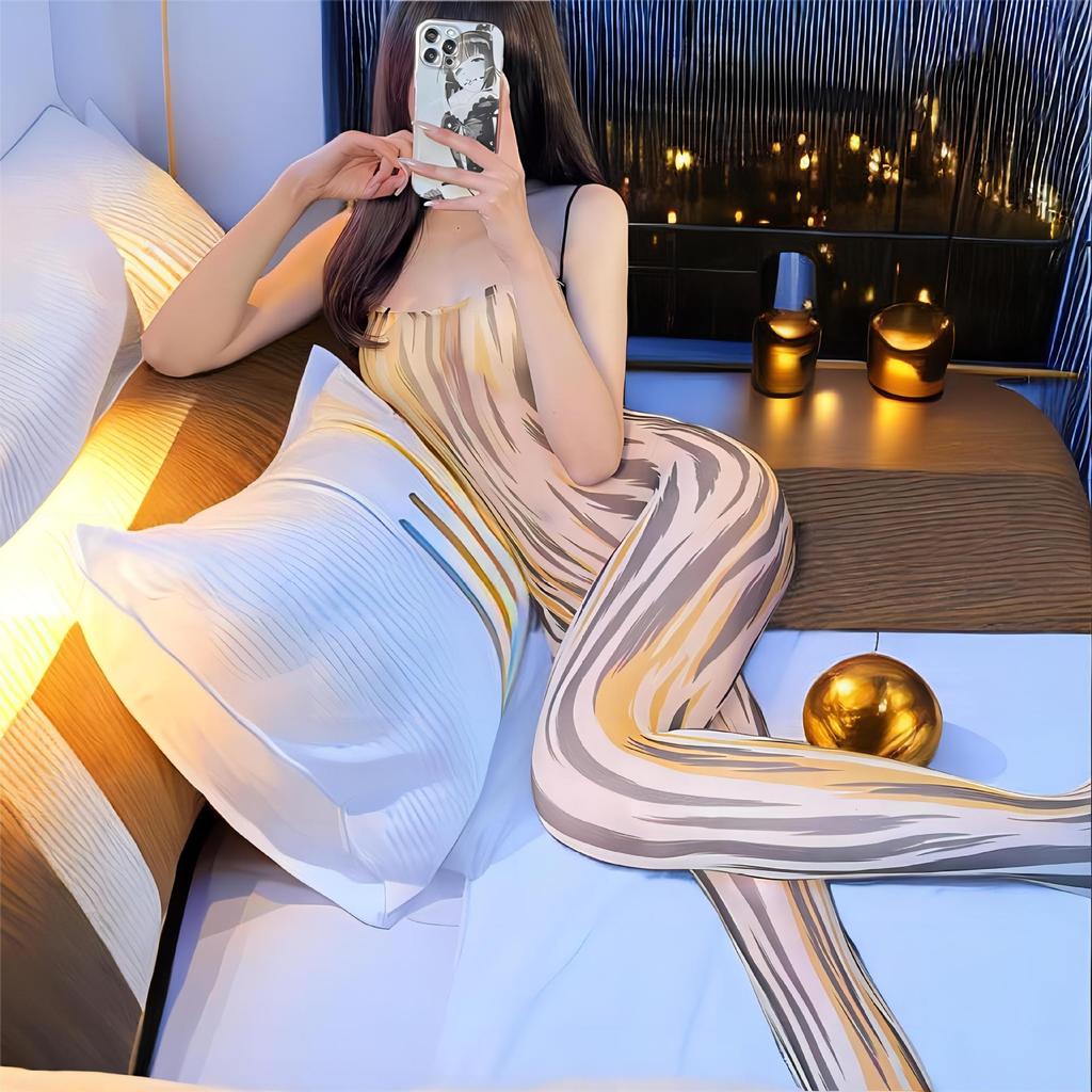 Sheer Temptation: Tearable Lingerie Bodysuit & Stockings Set