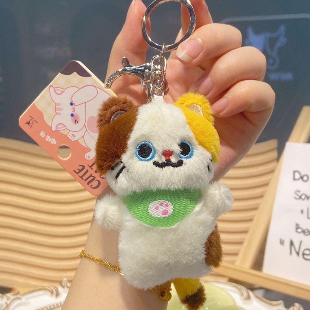 Stuffing Plush Cat Pendant Soft Animal Keychain Cat Plush Doll Keychain  Girl Birthday Gift