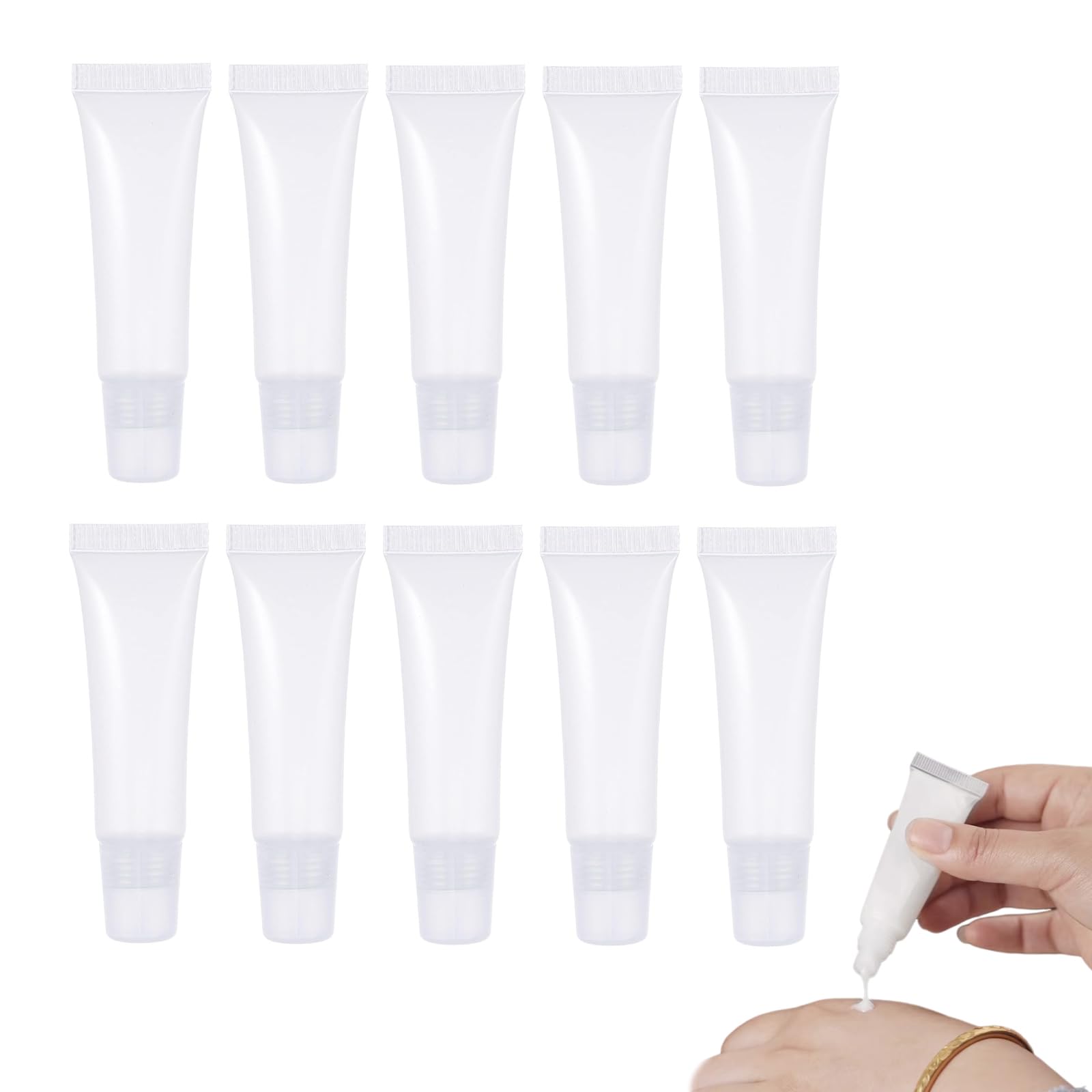 

Doyime Lip Gloss Tubes Cosmetic Container Refillable Refillable Easy to Cosmetic Business Transparent (10 шт., 5 мл) Набор, Трубки, Контейнеры, белый