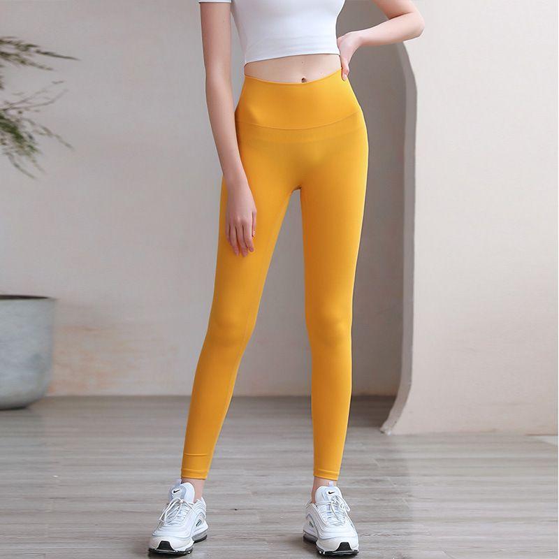 Nude Feel Seamless Yoga Pants High Sense Outer Wear Leggings Fitness Body Pants Color Seamless Buttock Lifting Yoga Trousers