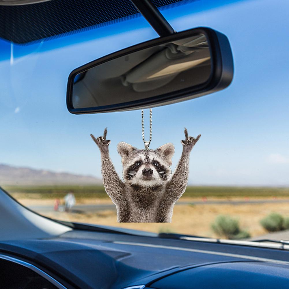 1-5pcs Raccoon Bear Key Pendant Acrylic Small Car Keychain Procyon Lotor Rearview Mirror Hanging Decor Jewelry Accessory Gifts