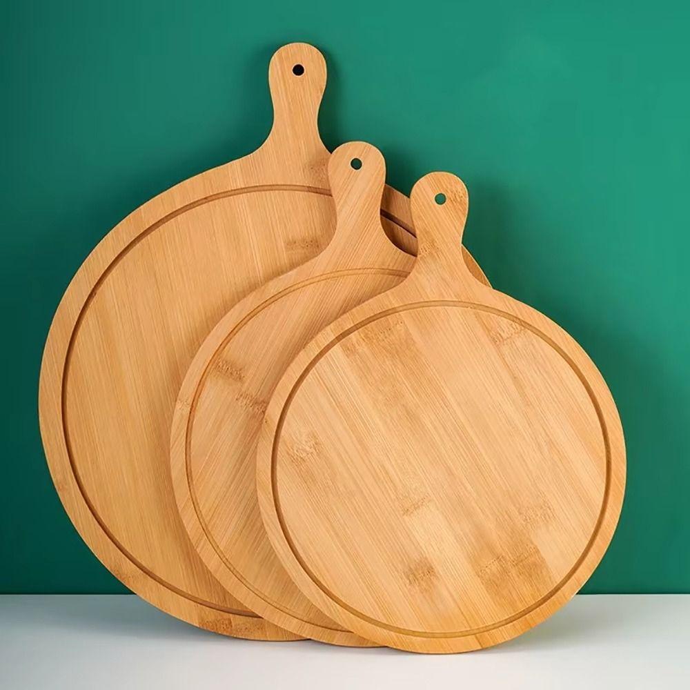 1Pcs Stone Cutting Bamboo Pizza Tray Platter Baking Tray New Wooden Pizza Board  Kitchen Tool