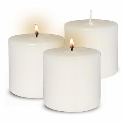 Paraffin Wax Scented Pillar Candles for Home Décor Smokeless & Dripless Candle (Tea Rose - Wt) Set of 3