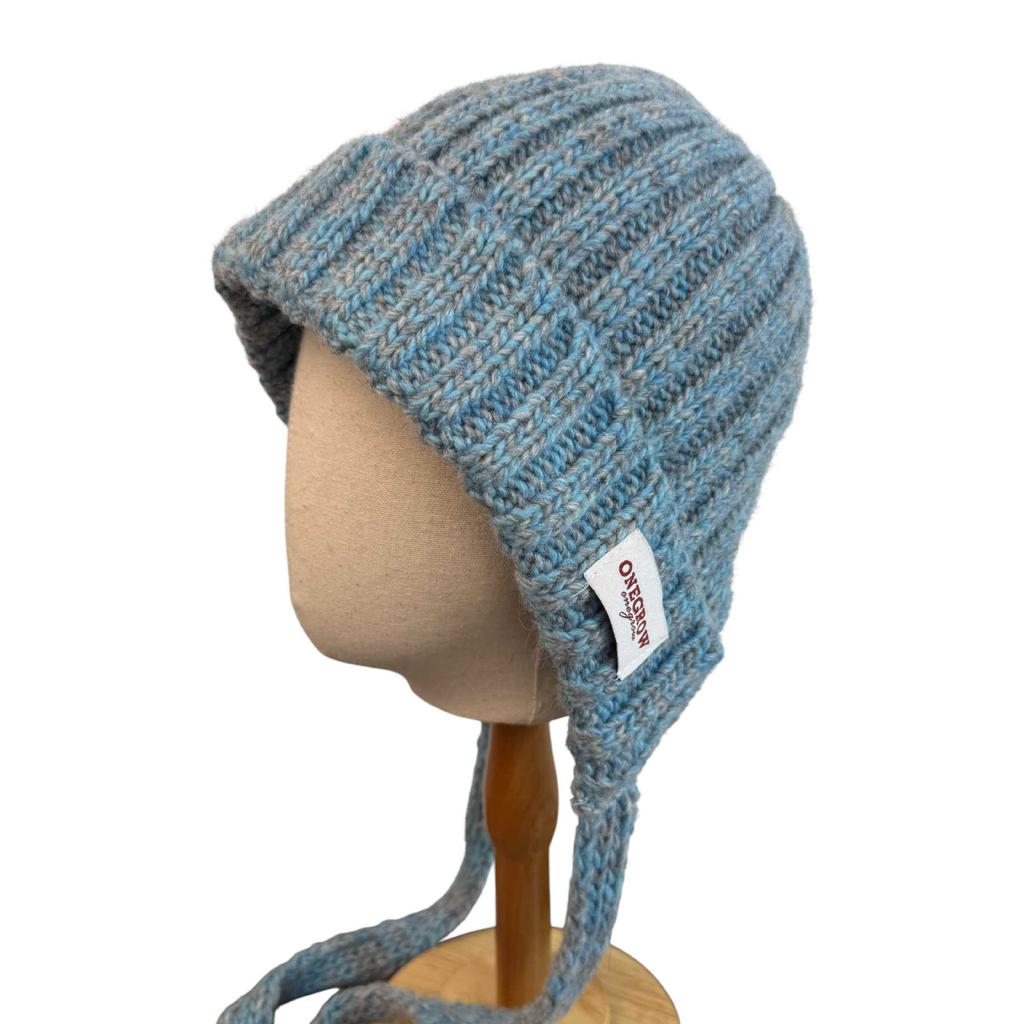 Japanische Wollmischung mehrfarbige Rafa-Mütze Damen Herbst und Winter warme Ohrenschützer gestrickte Wollmütze modisch Gesicht klein Kopfmütze