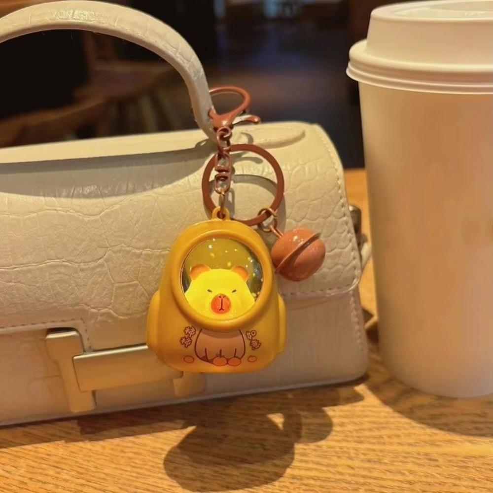 Cute Capibala Pendant Cartoon Luminous Capybara Keychain Bag Charm Capybara Keyring  Girls Women