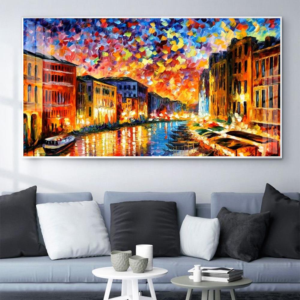 Nordic landscape oil painting color sky watercolor art canvas painting living room corridor office home decoration mural No Frame