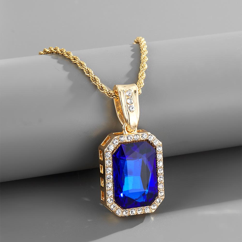 POMOiii Hip-hop Rap Red Pendant Alloy Zircon Pendant Dazzling Decorative Cuban Chain