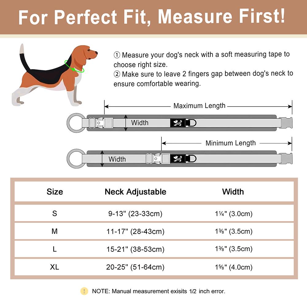 Soft Padded Dog Collar Durable Nylon Dog Collars Necklace Adjustable Pet Necklaces for Small Medium Large Dogs French Bulldog