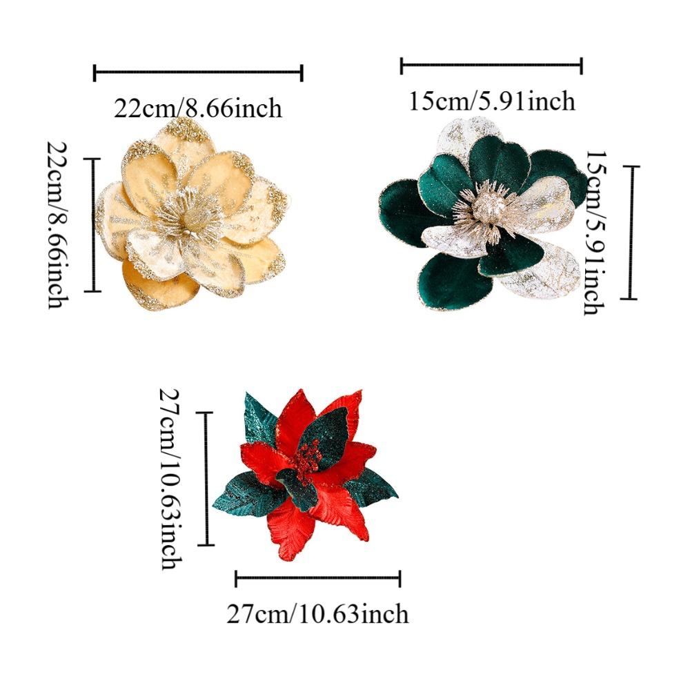 Multi-color Artificial Christmas Flowers Flower Head Xmas Tree Ornaments  Event Layout