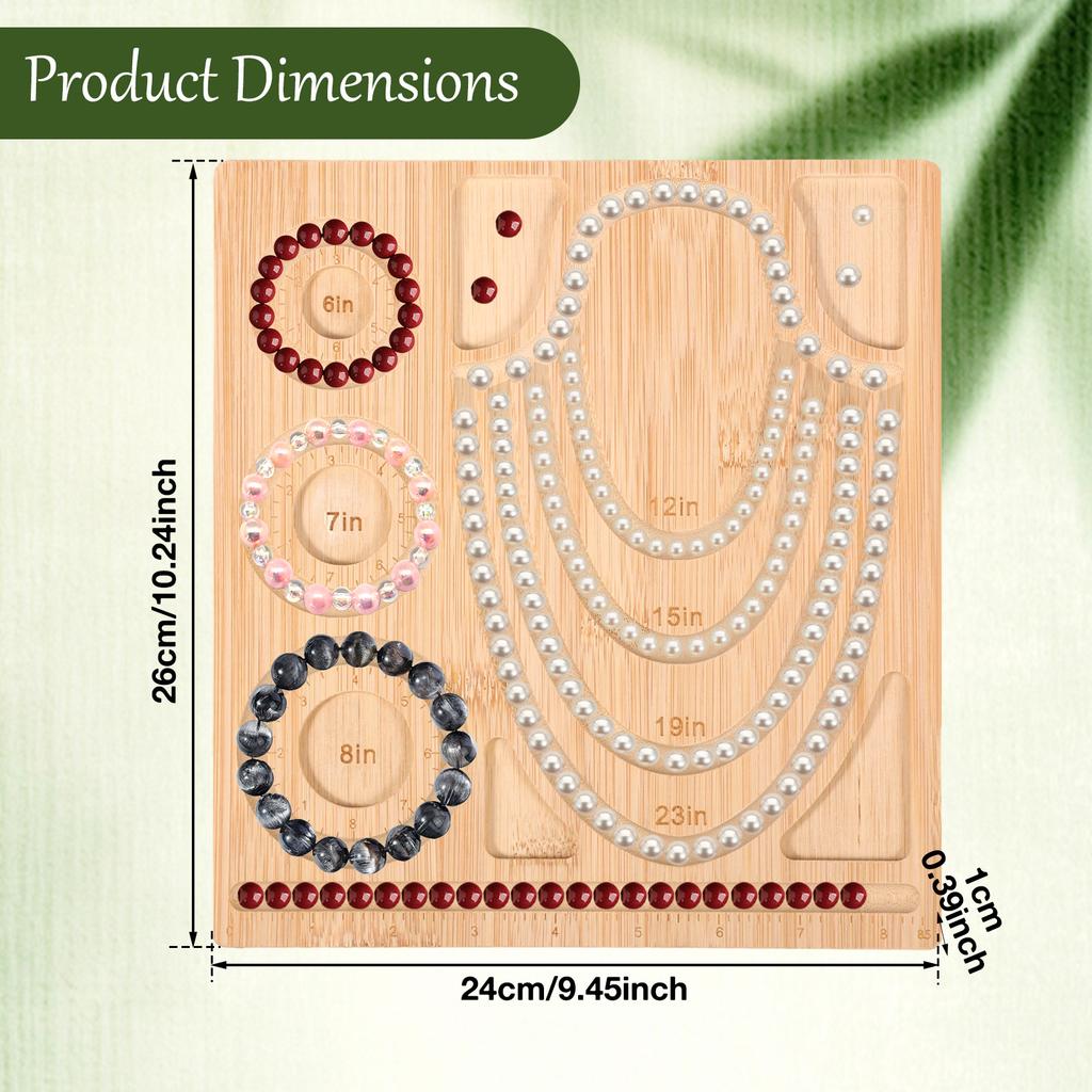Bamboo Bead Board for Jewelry Making Beading Tray with Measurement for Necklace and Bracelet Making Kit 10.24 X 9.45 Inch