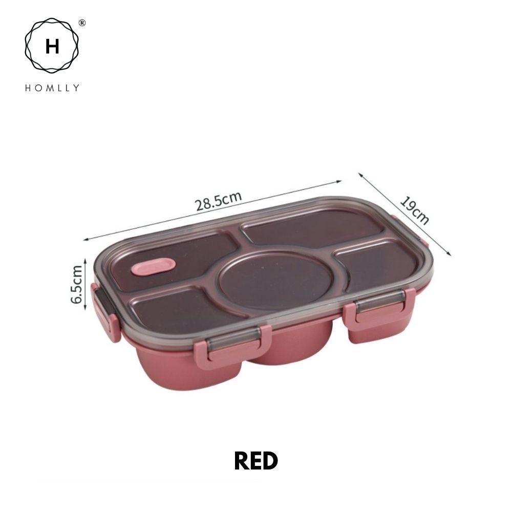 HOMLLY 5 Compartments Leakproof Salad Bento Lunch Box Container