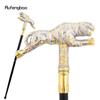 Golden White Tiger Fashion Walking Stick Decorative Cospaly  Cane Halloween Mace Wand Crosier Performance Stage Cane 90cm