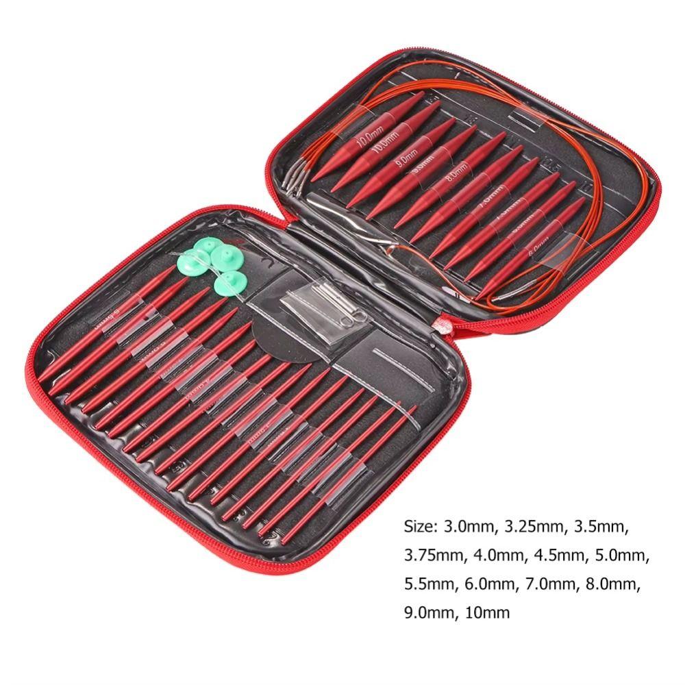 Smooth Knitting Needles Set Removable Crochet Needle Case Ring Needle Set  Sewing Stitches Tools