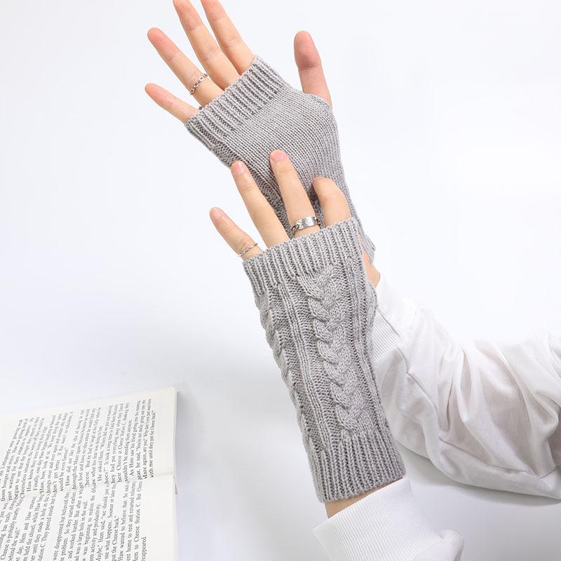 Fingerlose Handschuhe aus Strickwolle im koreanischen Stil für Herren und Damen – kurze Twist-Mode für Herbst/Winter