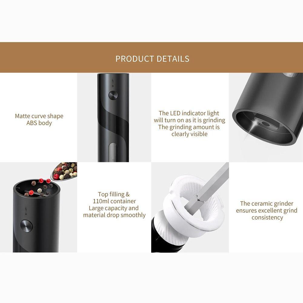 2Pcs/Set Automatic Automatic Salt And Pepper Mill Electric Pepper Mill Set for Kitchen