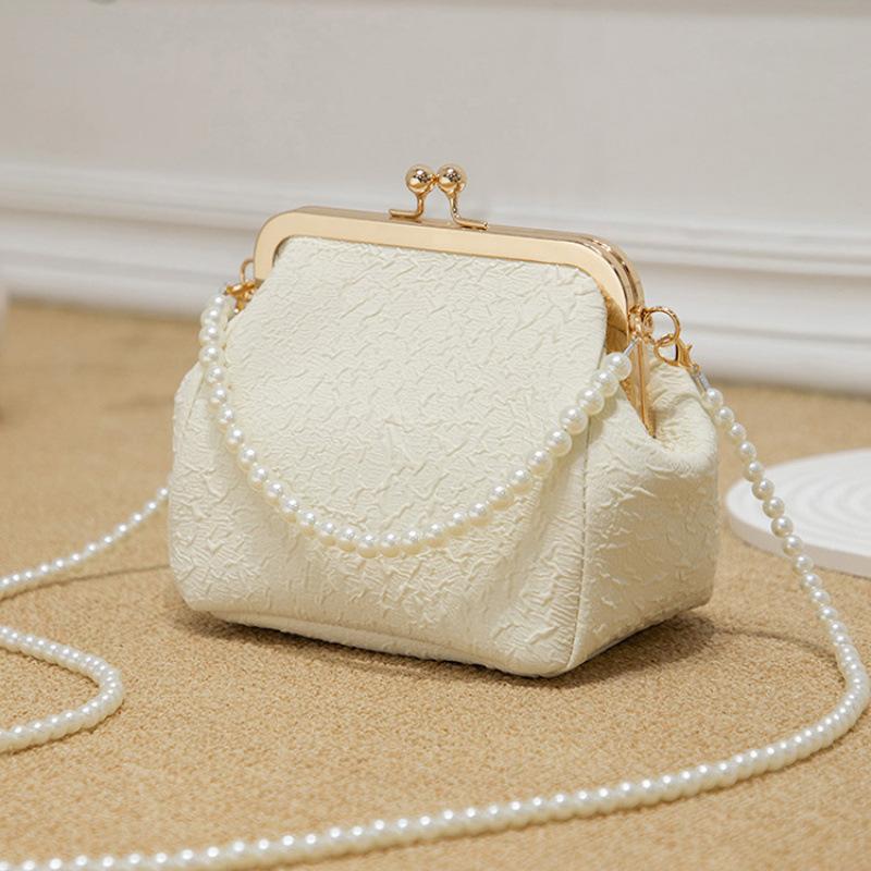 Perlentasche Sommer tragbar Muscheltasche Minitasche Umhängetasche mit Kette Perlen-Umhängetasche Damen