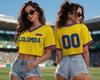 T-shirt da Cheerleading Stampata Colombia Calcio 2026 da Donna Moda Estiva Stile Danza Corta Sportiva Traspirante Asciugatura Rapida Top